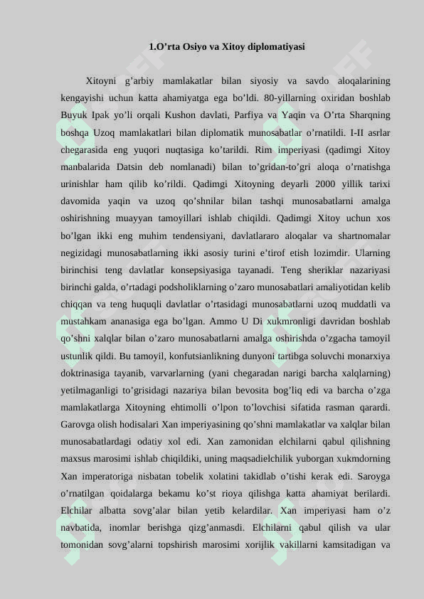 O'RTA ASRLARDA XITOYDA XALQARO MUNOSABATLAR VA DIPLOMATIYA 2