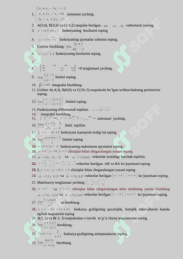 yakuniy savollar matematika 1-kurs 3