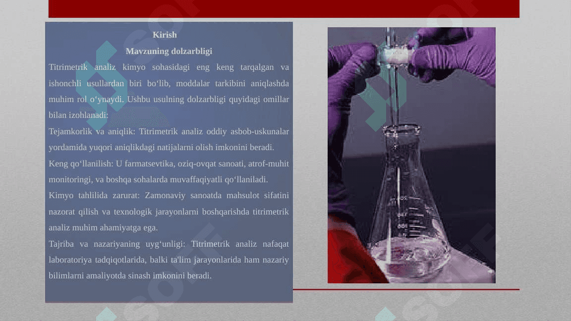 TITRIMETRIK ANALIZ USULLARI VA ULARNING SINFLANISHI 2
