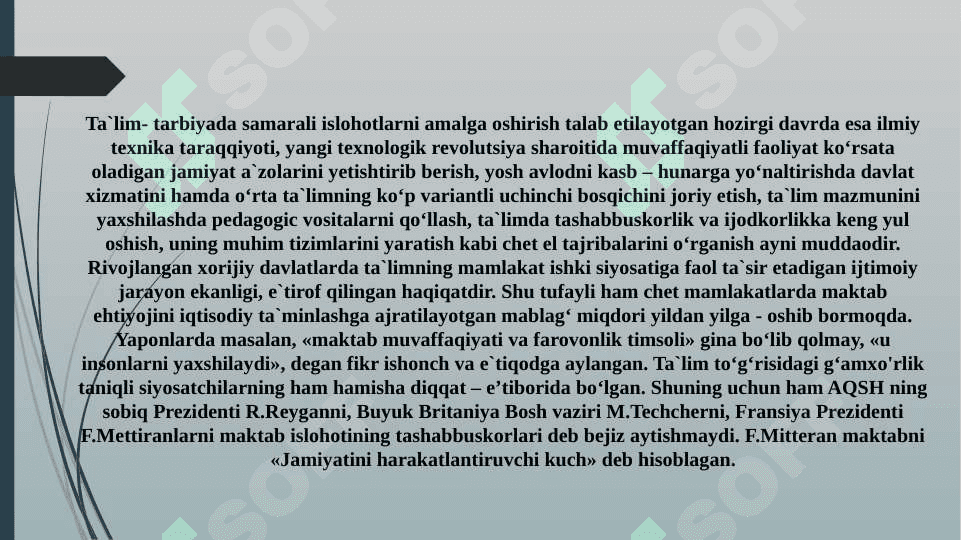TARBIYA JARAYONINI SAMARADORLIGINI OSHIRISHDA ILG’OR XORIJIY TAJRIBALAR 8