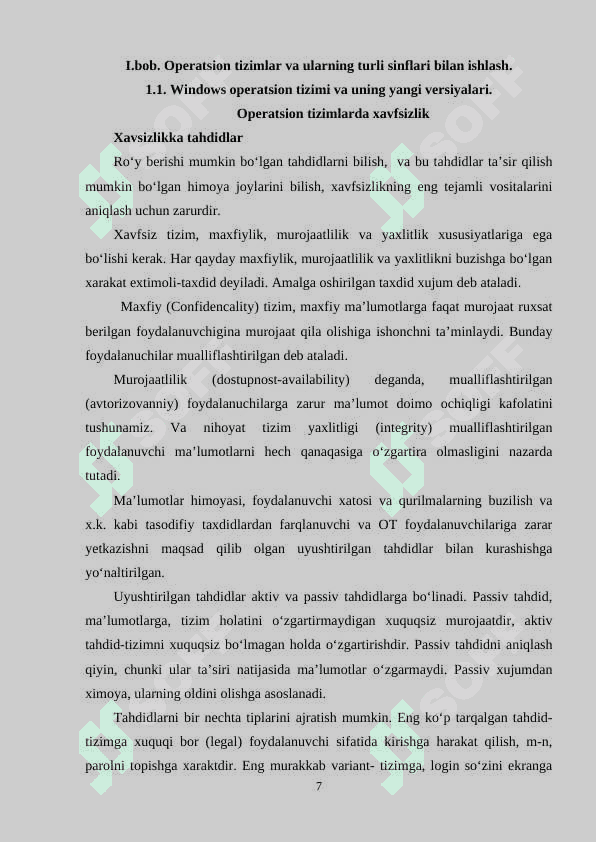 Android operatsion tizimida mobil vositalar platformasini o’rganish (iOS, Blackberry, JavaME, FireFox OS, Windows Phon) 7