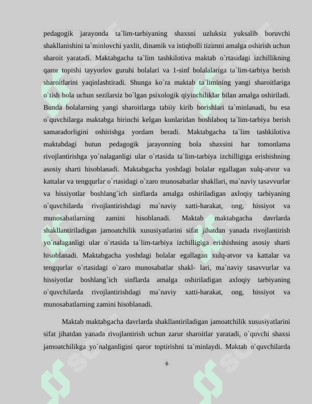 AKTABGACHA TA`LIM TASHKILOTLARI TAYYORLOV GURUHLARIDA TA`LIM JARAYONINI MAVZULI LOYIHALASHNING NAZARIY ASOSLARI 6