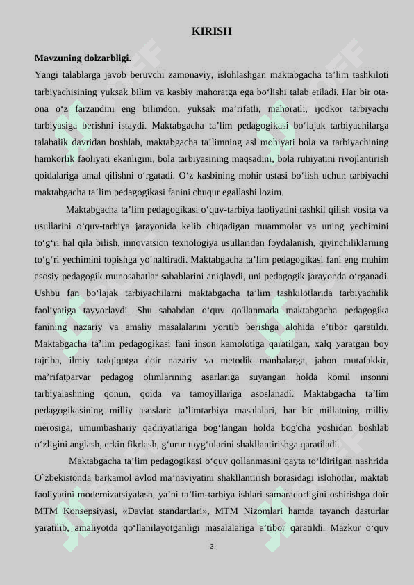 Maktabgacha ta`lim tashkilotlarida  metodik ishlarni tashkil etish va rahbarlik qilish. 3