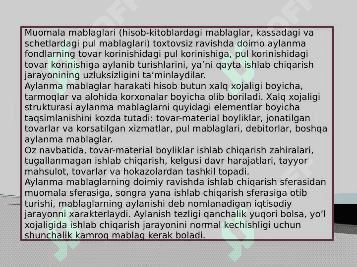 YO’L XOJALIGI TASHKILOTLARINING AYLANMA MABLAG’LARINI 3
