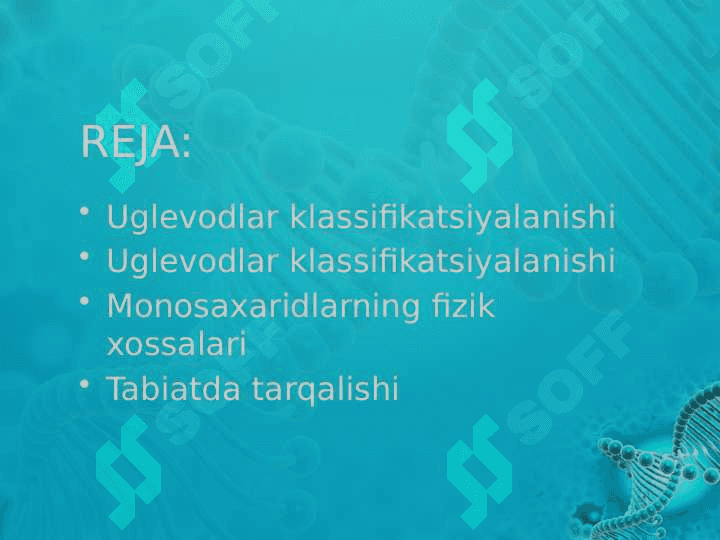 Uglevodlar klassifikatsiyasi.Monosaxaridlar.Olinishi va xossalari 2
