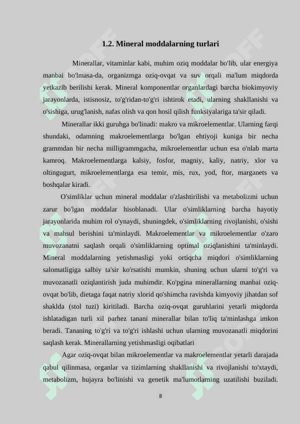 O`simliklarning mineral oziqlanishi 8