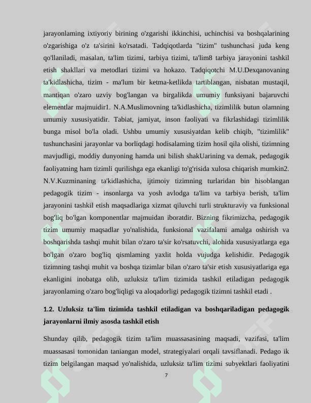 UZLUKSIZ TA’LIM 7