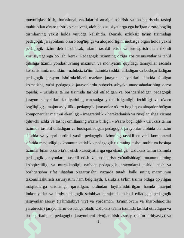 UZLUKSIZ TA’LIM 8