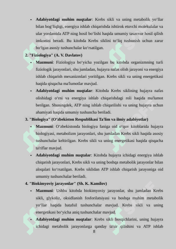 Krebs sikli va uning energetikasi 8