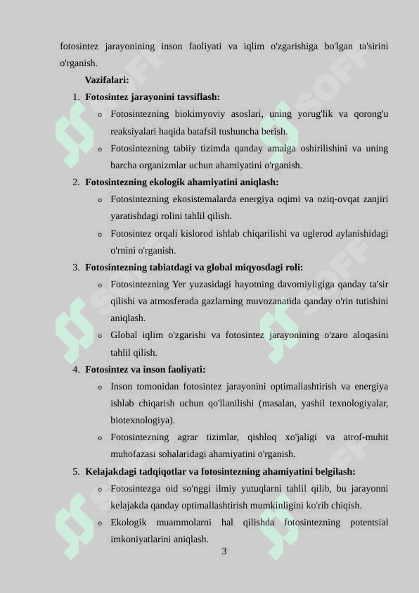 Fotosintezni tabiatda tutgan o`rni 3
