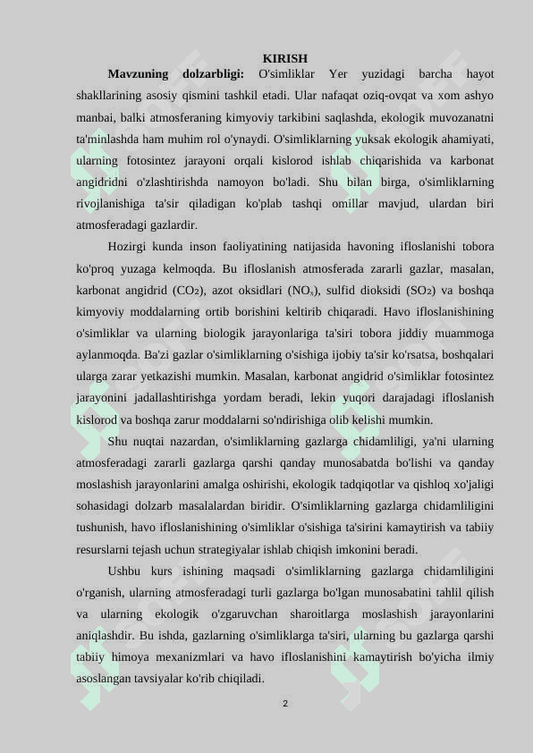 O`simliklarning gazlarga chidamliligi 2