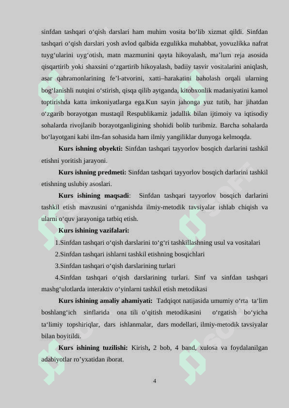 SINFDAN TASHQARI TAYYORLOV BOSQICH DARLARINI TASHKIL ETISH (3-sinf) 3