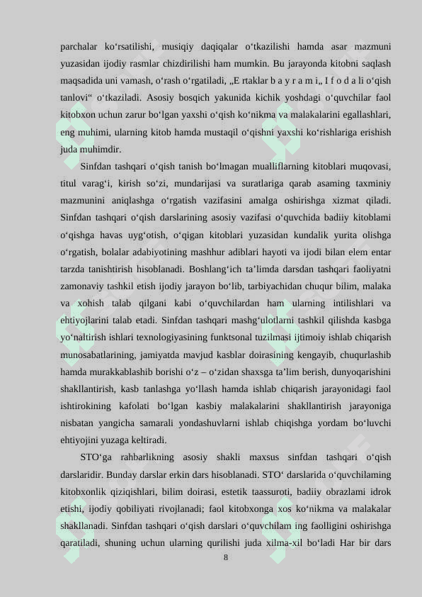SINFDAN TASHQARI TAYYORLOV BOSQICH DARLARINI TASHKIL ETISH (3-sinf) 7