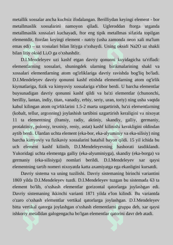 MENDELEYEVNING ELEMENTLAR DAVRIY QONUNI VA KIMYOVIY ELEMENTLAR DAVRIY SISTEMASI 3