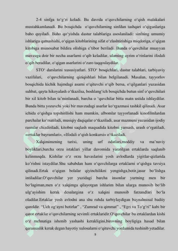 SINFDAN TASHQARI TAYYORLOV BOSQICH DARSLARINI TASHKIL ETISH (4-sinf) 8