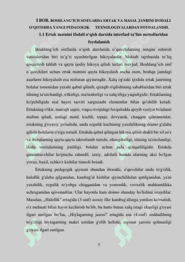 BOSHLANG'ICH SINF O'QUVCHILARINI IFODALI O'QISHGA O'RGATISH	METODIKASI 4