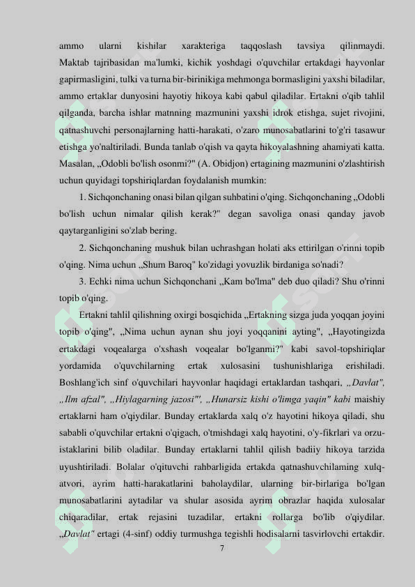 BOSHLANG'ICH SINF O'QUVCHILARINI IFODALI O'QISHGA O'RGATISH	METODIKASI 6