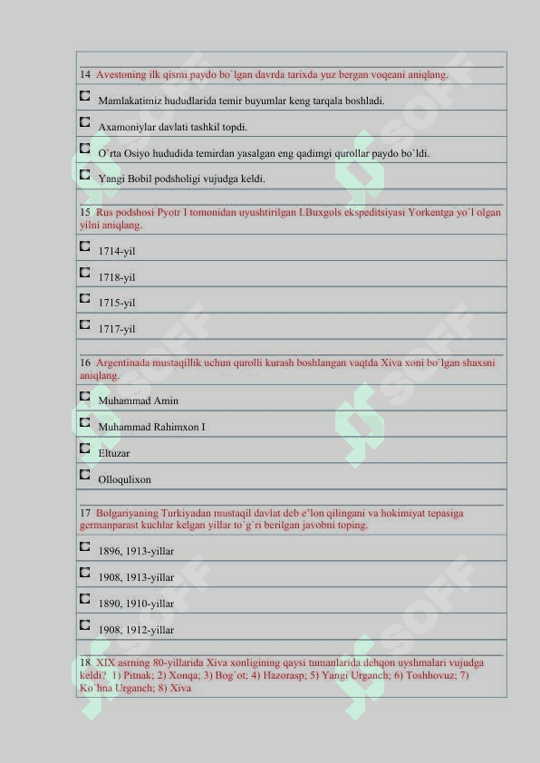 Tarix fanidan test (40 talik) 4