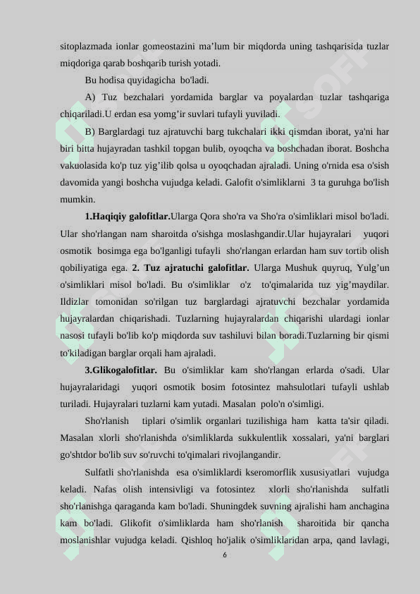 O`simliklarning sho`rlanishiga chidamliligi 6