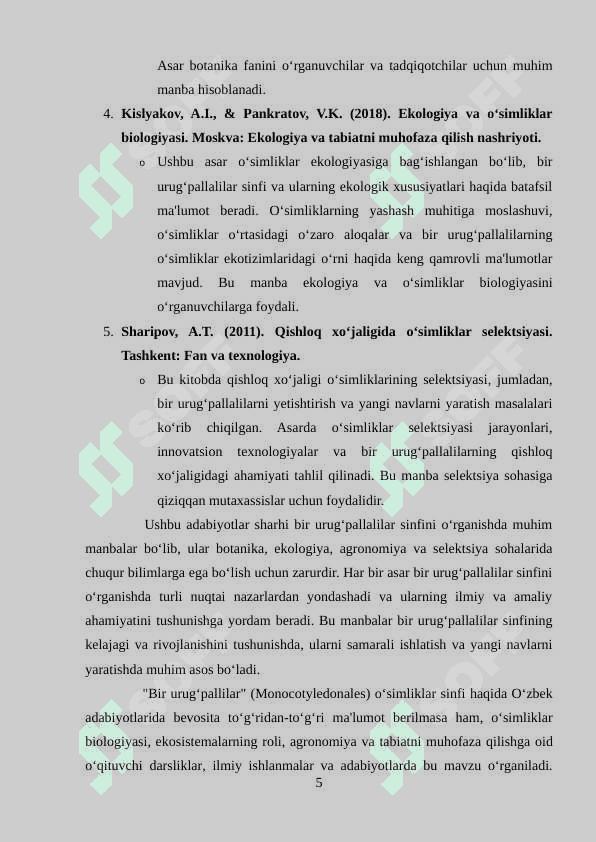 Bir urug`pallalilar sinfi 5