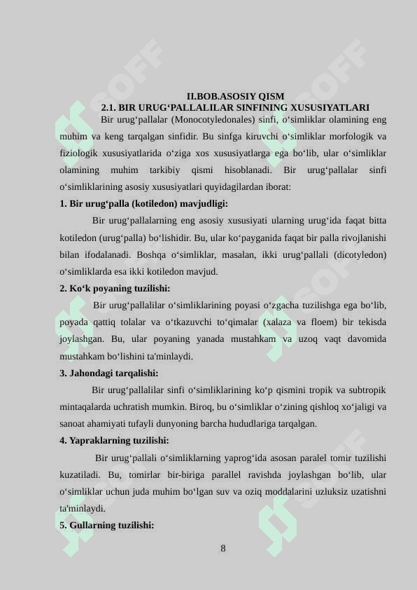 Bir urug`pallalilar sinfi 8