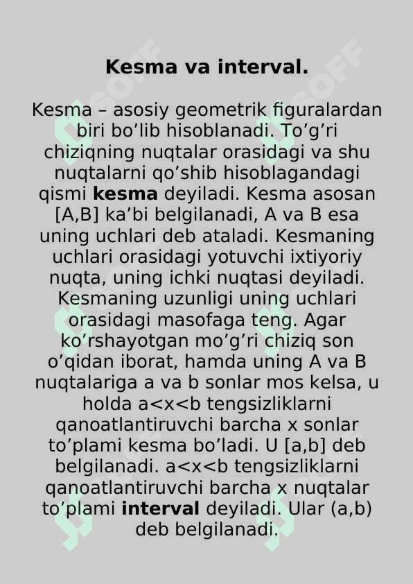 Kesma va interval 2