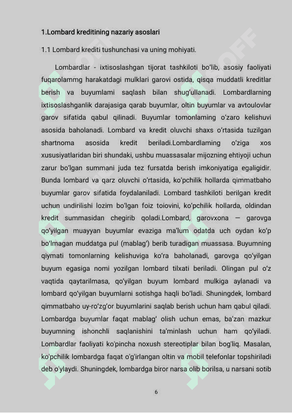 Lombard krediti kurs ishi 6
