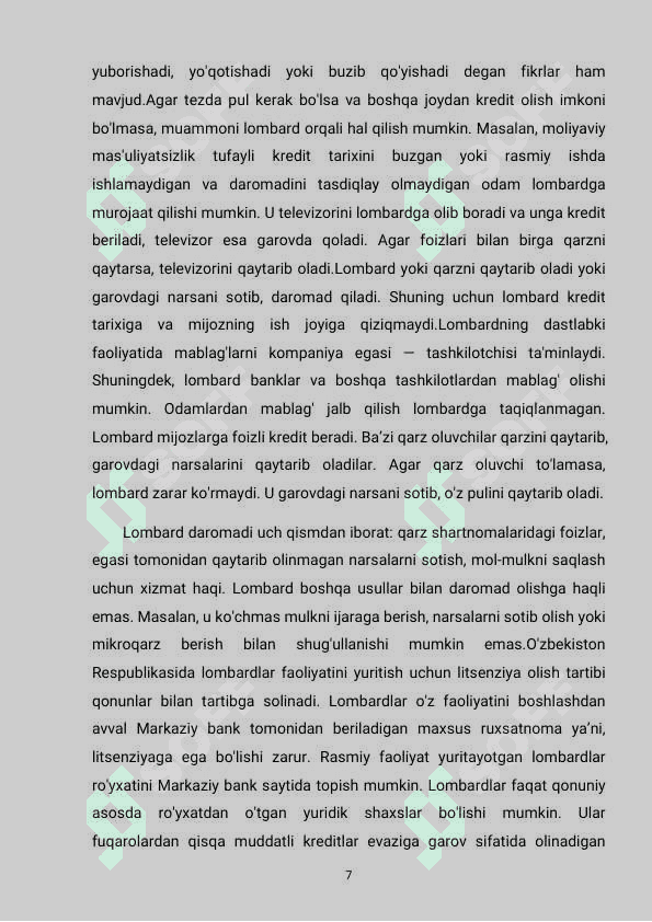Lombard krediti kurs ishi 7