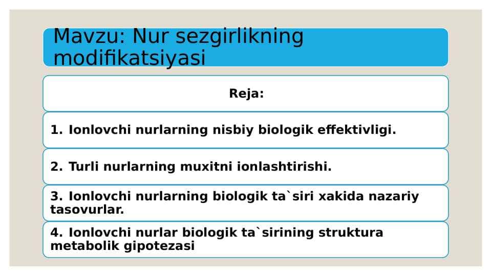 Nur sezgirlikning modifikatsiyasi