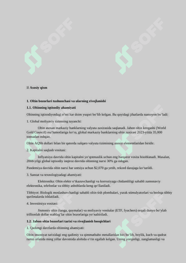 Jahon oltin bozorlari va oltin bilan operatsiyalar Kurs ishi 5