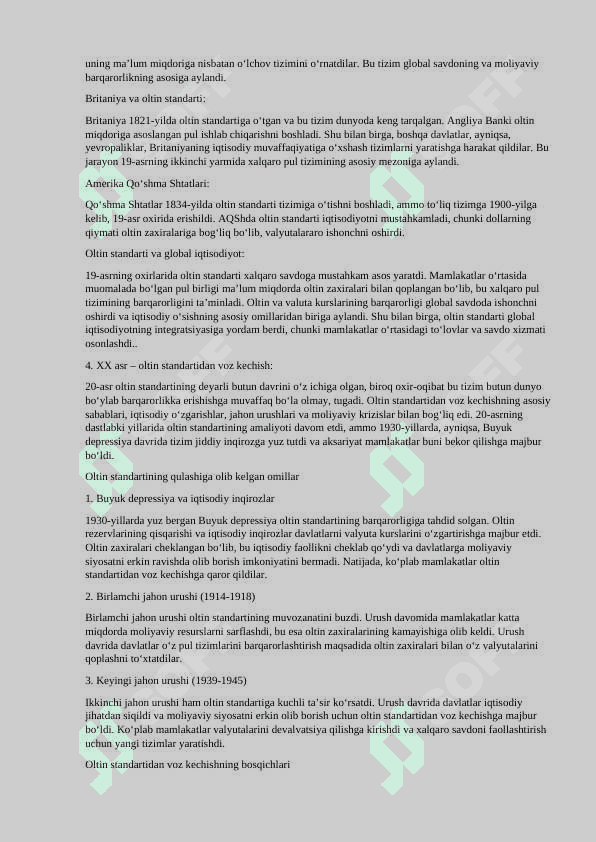Jahon oltin bozorlari va oltin bilan operatsiyalar Kurs ishi 7