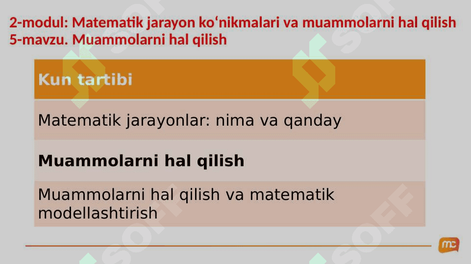Matematik jarayon ko‘nikmalari va muammolarni hal qilish 2