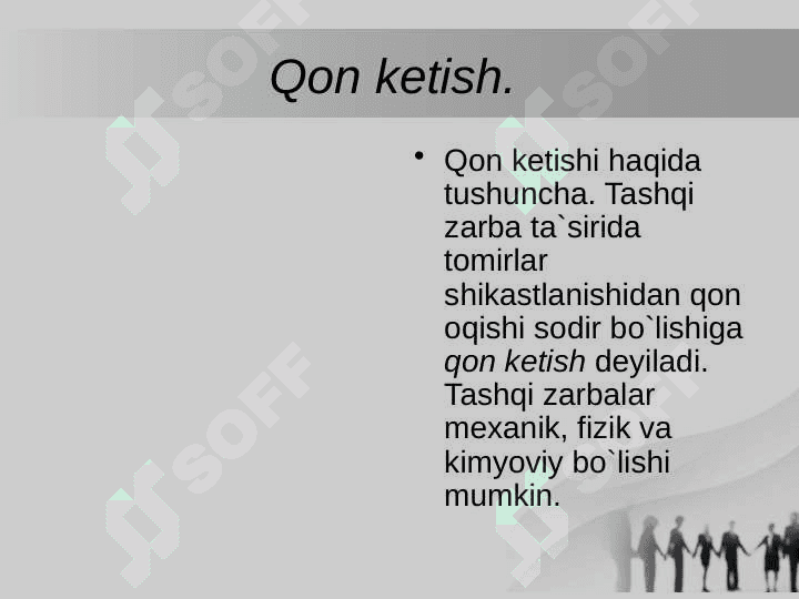 Qon ketishi va uning sabablari. Birinchi tez tibbiy yordam 3