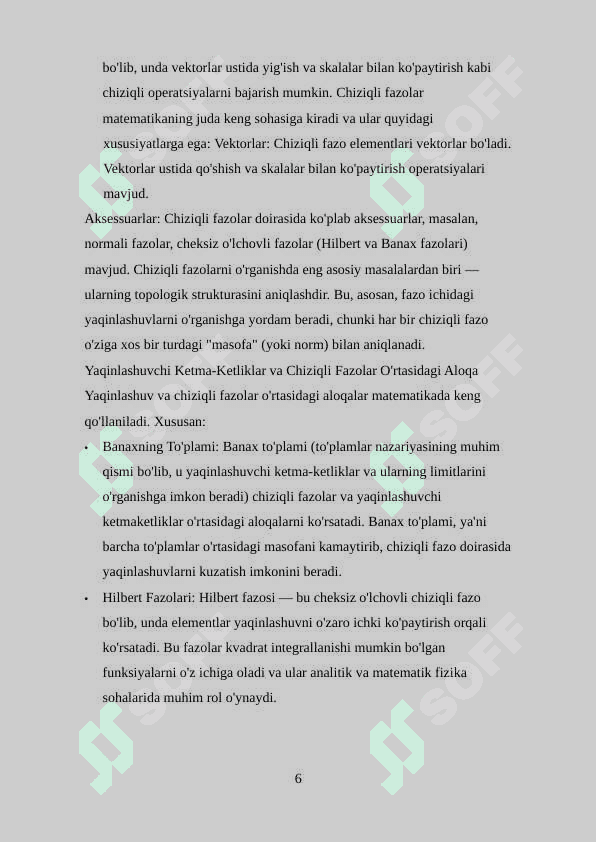 Yaqinlashuvchi ketma-ketliklar to'plamini chiziqli fazo sifatida o'rganish 6