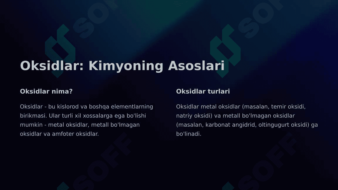 Kimyoviy Birikmalar: Oksidlar, Asoslar, Kislotalar va Tuzlar 3