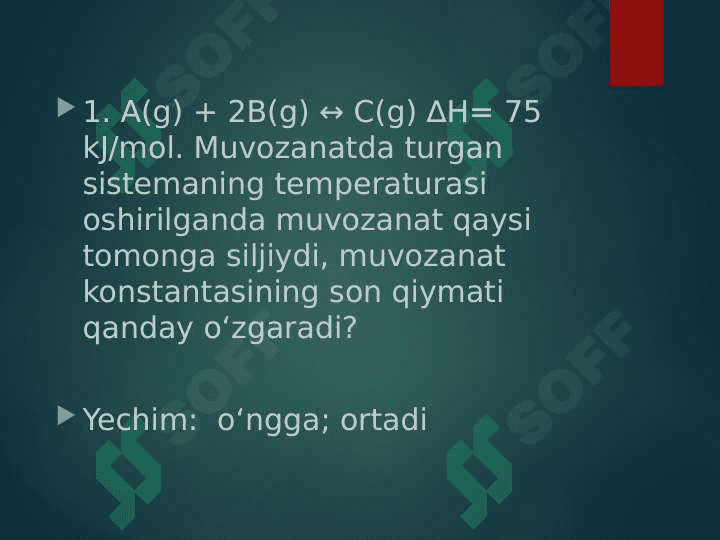 Kimyoviy muvozanatdan 10ta masala yechimi bilan 2