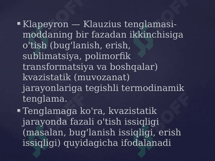 Klauzius-Klayperon tenglamasi 3