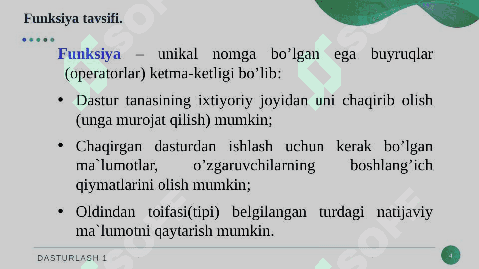 Python dasturlash tilida funksiyalar bilan ishlash 4