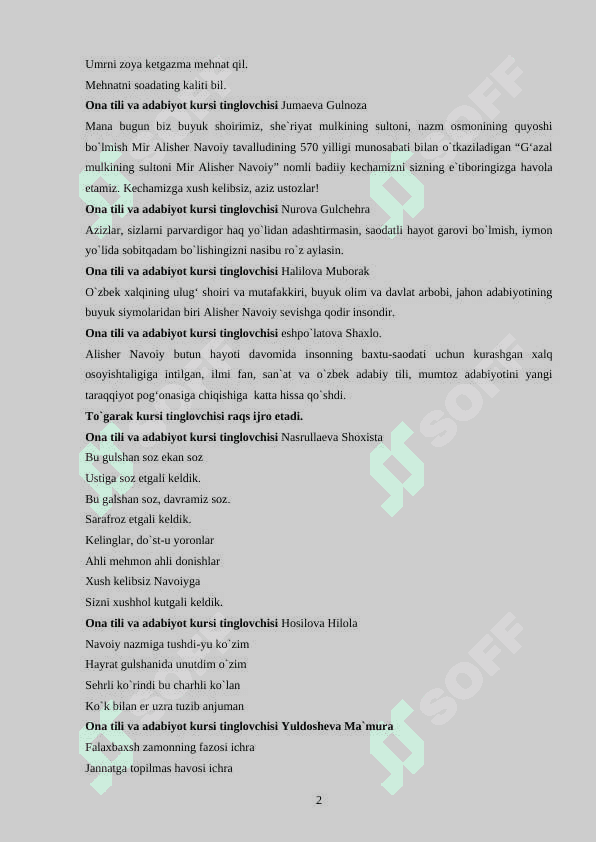 Alisher Navoiy tadbir ssenariysi 2