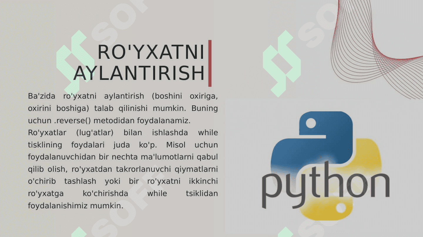 Bir nechta o'lchovli ro'yxatlarni o'quvchilarga Python dasturlash tilida hayotiy misollar bilan tushuntirish 5