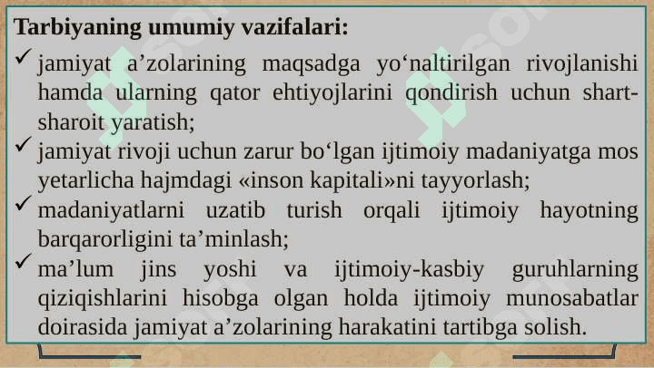 Pedagogikada TARBIYA JARAYONINING MAZMUNI. TARBIYA QONUNIYATLARI VA TAMOYILLARI 6