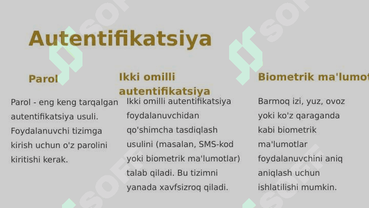Himoyalangan axborot tizimlarida funksional talablar identifikatsiya va autentifikatsiya 3