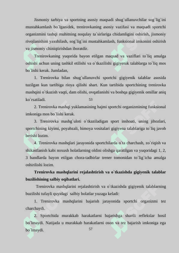Sport inshoatlari gigiyenasi. Sport trenirovkasi va musobaqasi gigiyenasi 3