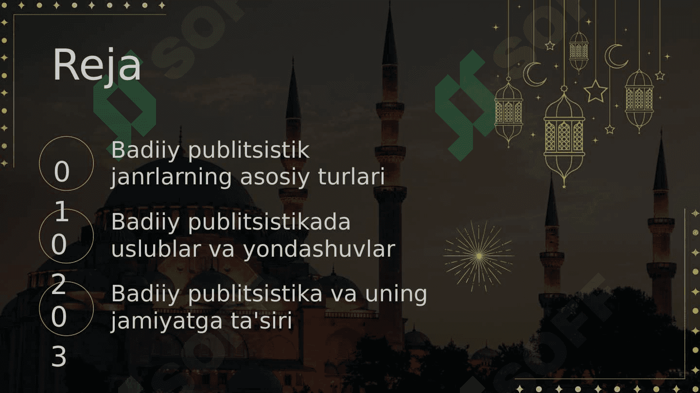 Badiiy publitsistik janrlar boʻyicha taqsimoti tayyorlash 2