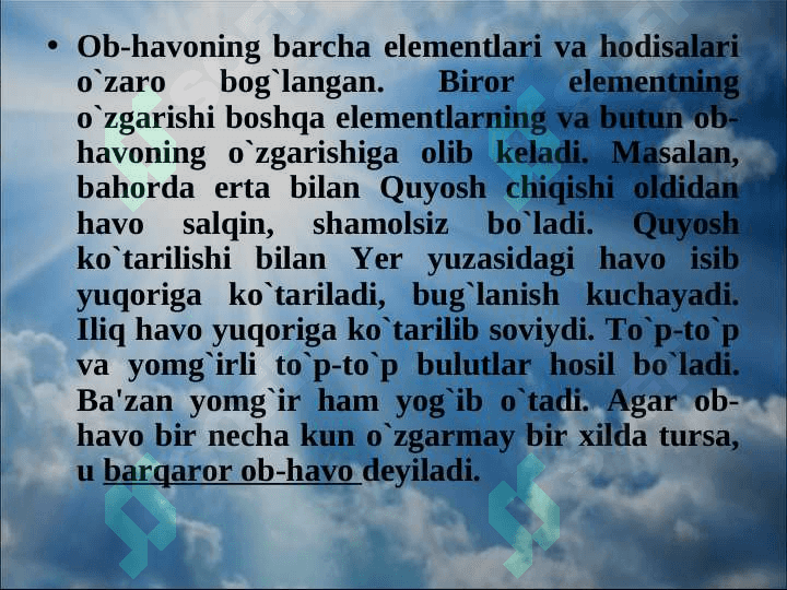 Ob – havo va  iqlim 8