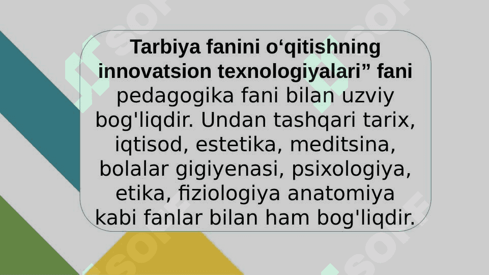 Uzluksiz ta’lim tizimida “Tarbiya fanini o‘qitishning innovatsion texnologiyalari” fanining joriy etilishi  zaruriyati. 8