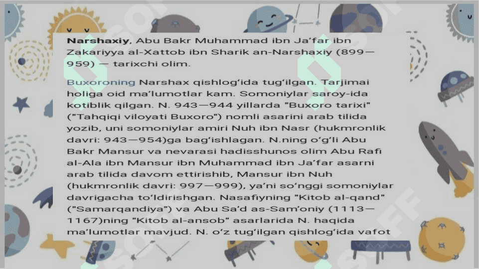 Narshaxiyning " Buxoro tarixi " asari haqida 4