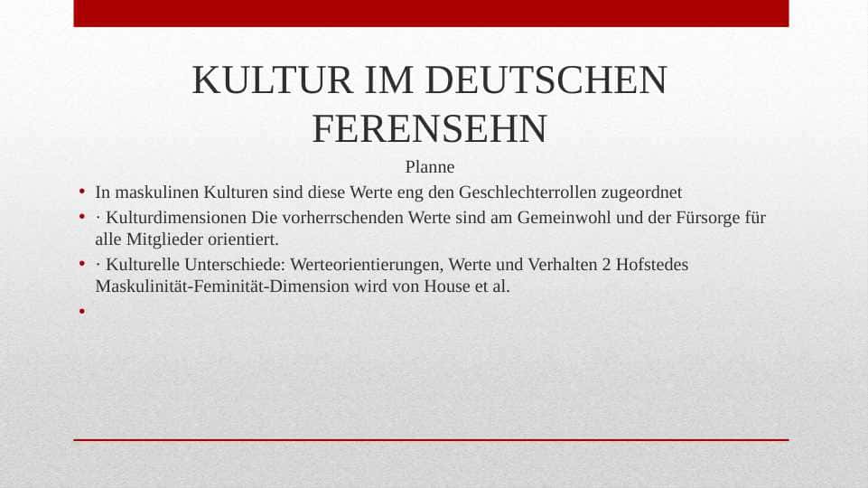 KULTUR IM DEUTSCHEN FERENSEHN
