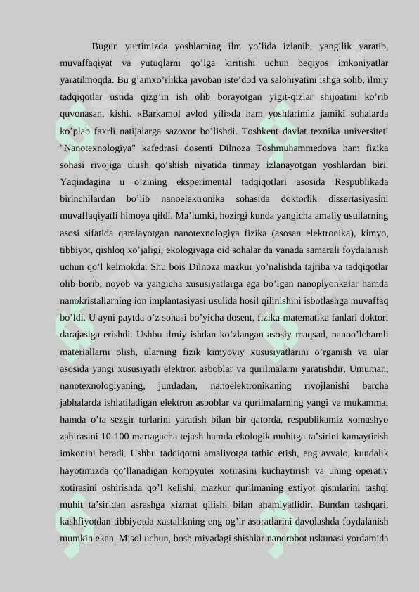 Nano o’lchamli yupqa qatlamlarning tuzilishi va xossalari 2