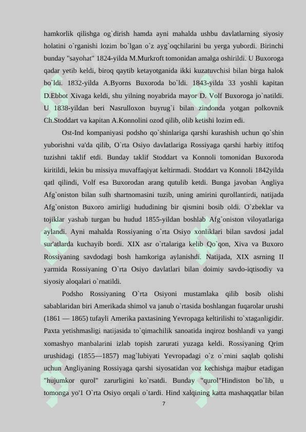 Rossiya imperiyasining Turkistondagi milliy siyosatining o’ziga xos xusisiyati 7